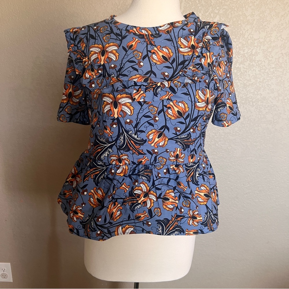 Zara Soft 100% Cotton Peplum Top Size Small NWT